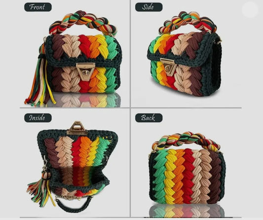 Multicolor braided handcrafted bag