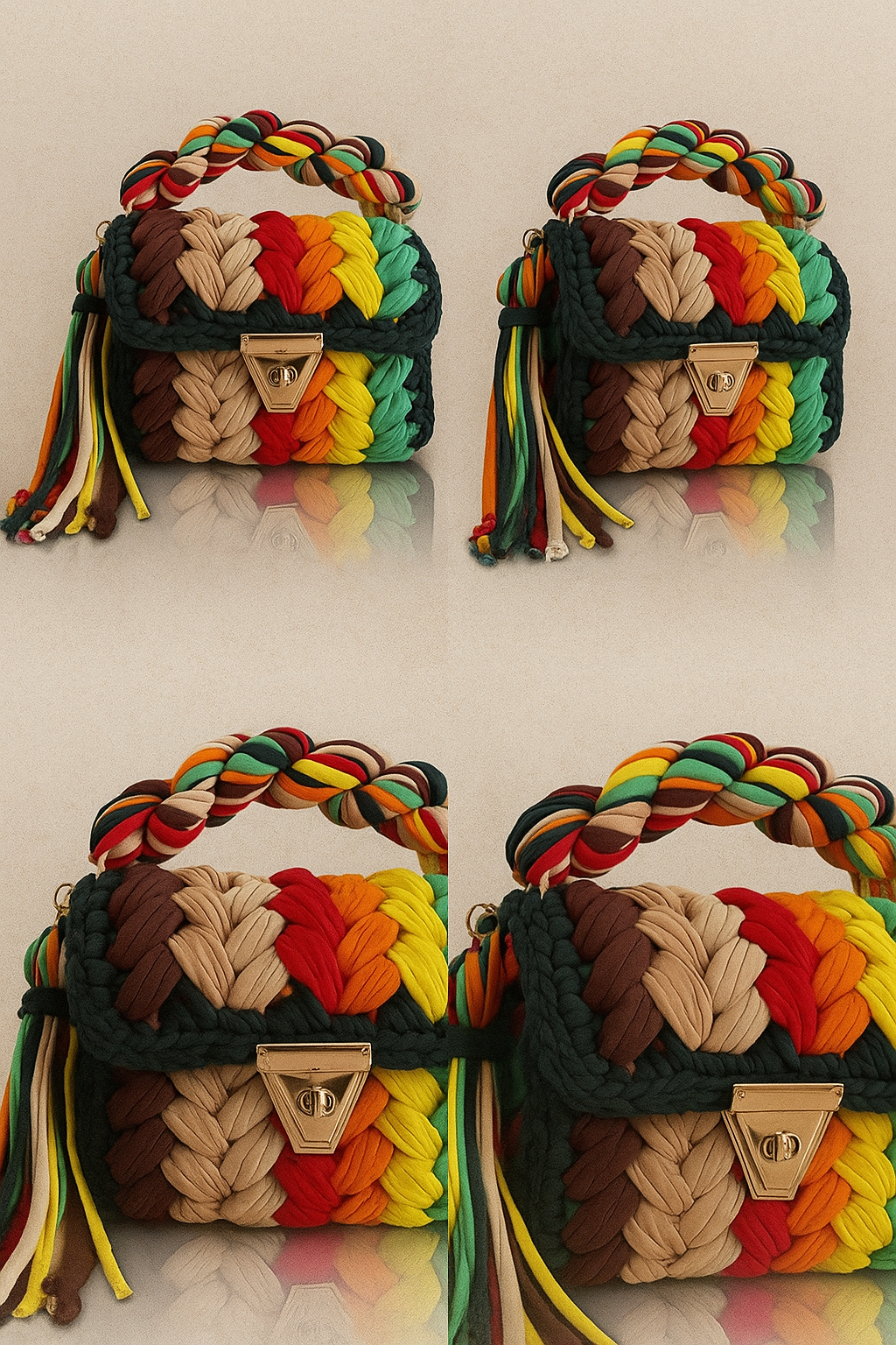 Multicolor braided handcrafted bag